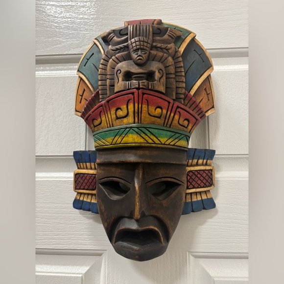 Handcrafted Vintage Wooden Mask 12” - Picture 1 of 10